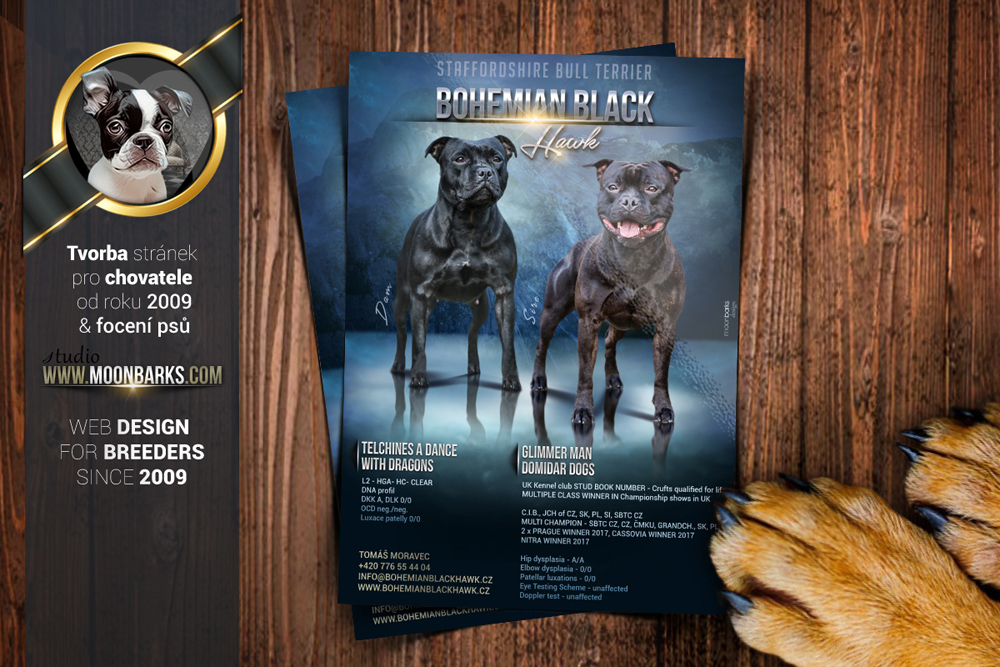 Litter Announcement - kennel mating flyer, puppies litter announcement graphics, letáčky na štěňátka